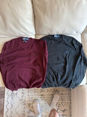 Classic V‑Neck Sweater - Burgundy and Black Bundle